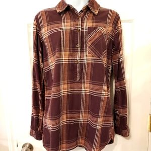 Carhartt plaid flannel popover top browns and tans shirt Size Small S 4 6 Wester